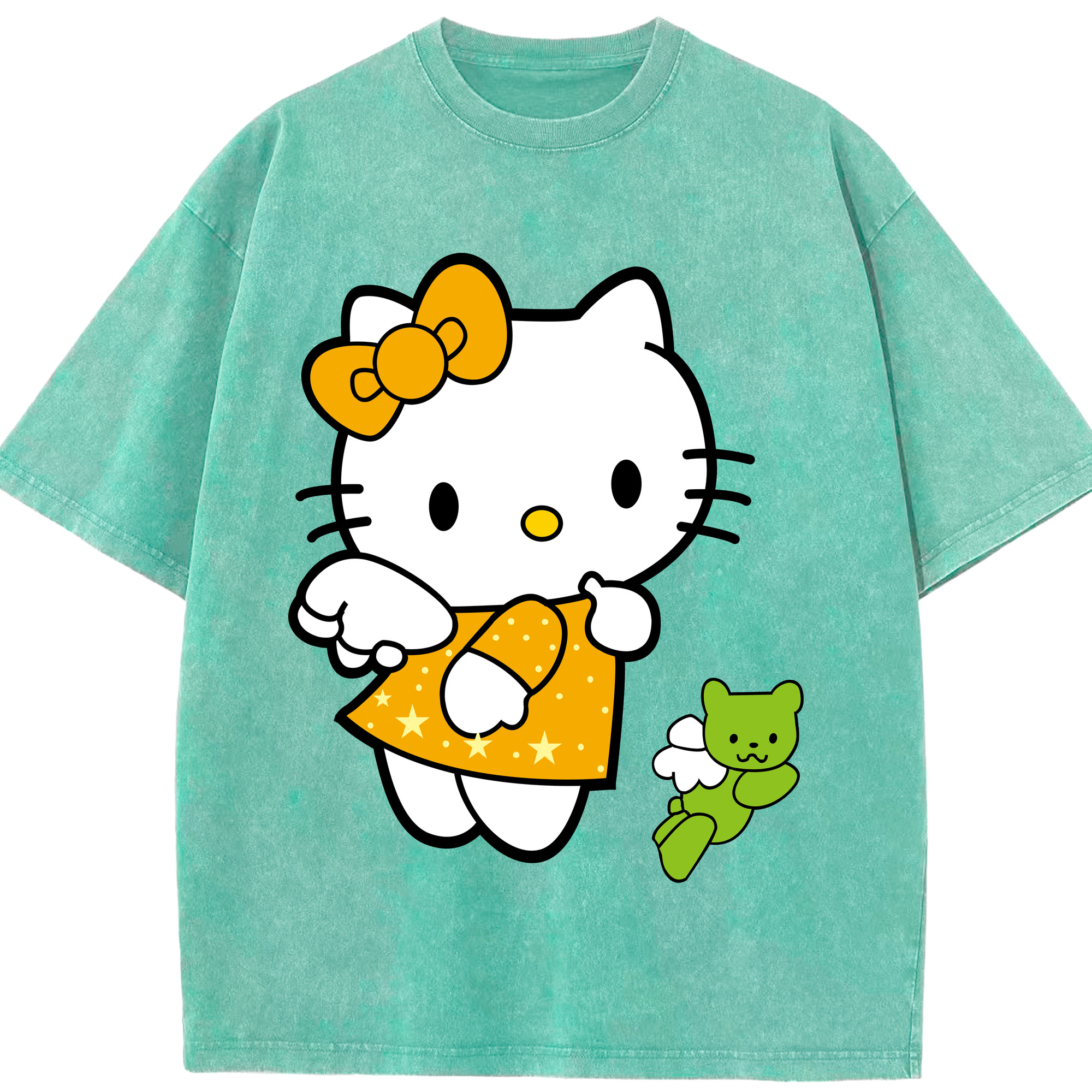 （画像用） Hello Kitty ハローキティ 綿100% ヴィンテージ風 半袖Tシャツ（フロントプリント）